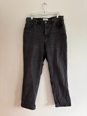Abercrombie & Fitch 90s Straight Ultra High Rise Jeans Black Curve Love 32 SHORT